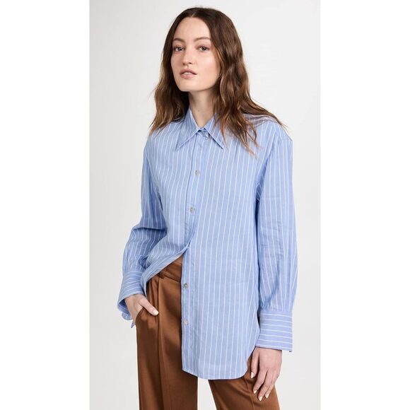 Vince Blue Striped Button-Down Shirt | Size L - Picture 1 of 10
